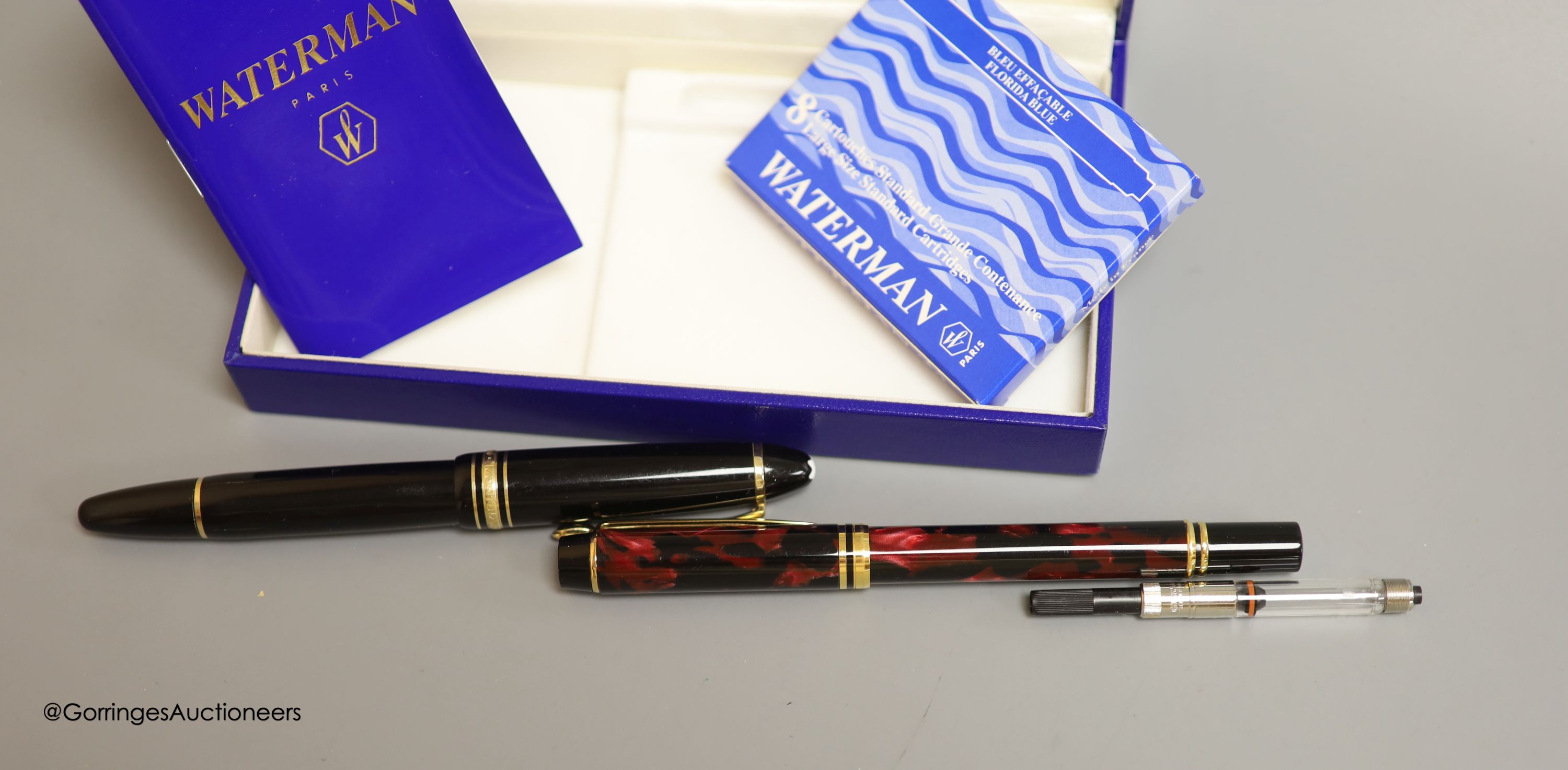 A Mont Blanc fountain pen and a Waterman fountain pen